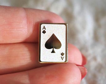Lapel Pin - Ace of Spades - White Sparkle Enamel Pin
