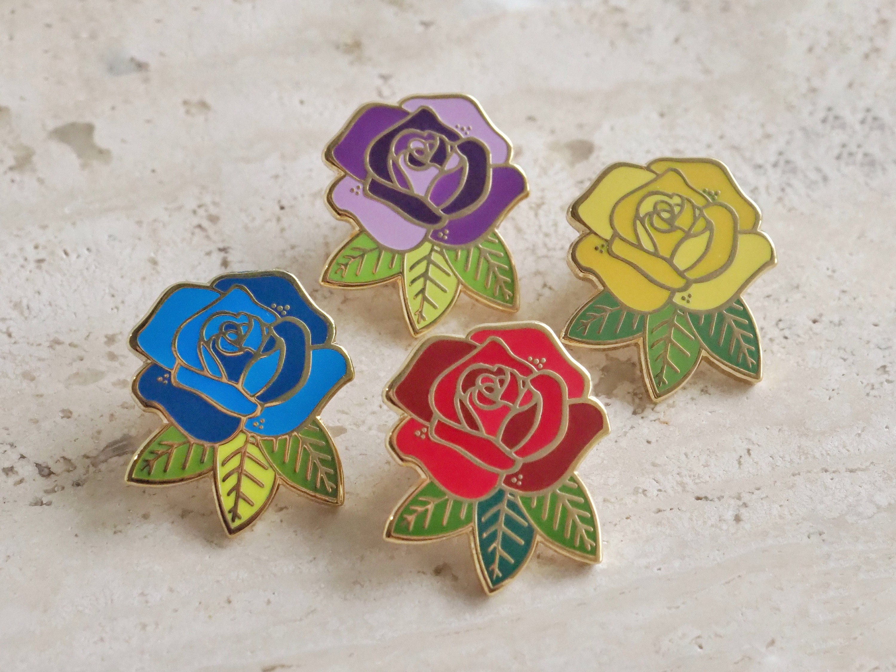 Lot of 4 Flower / Roses Stick / Lapel / Scarf Pins - Ruby Lane