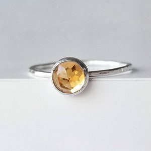 Faceted Citrine Stacking Ring // hammered gold filled or sterling silver // from the studio image 2