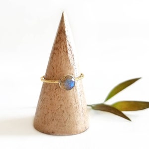 Faceted Labradorite Stacking Ring // hammered gold filled or sterling silver // from the studio