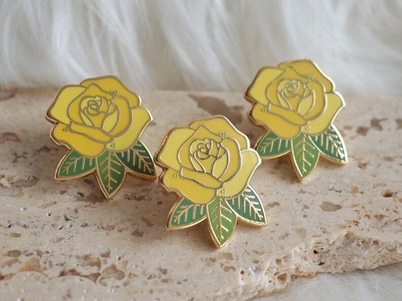 Lapel Pin Yellow Rose Enamel Pin Pinback Button image 2