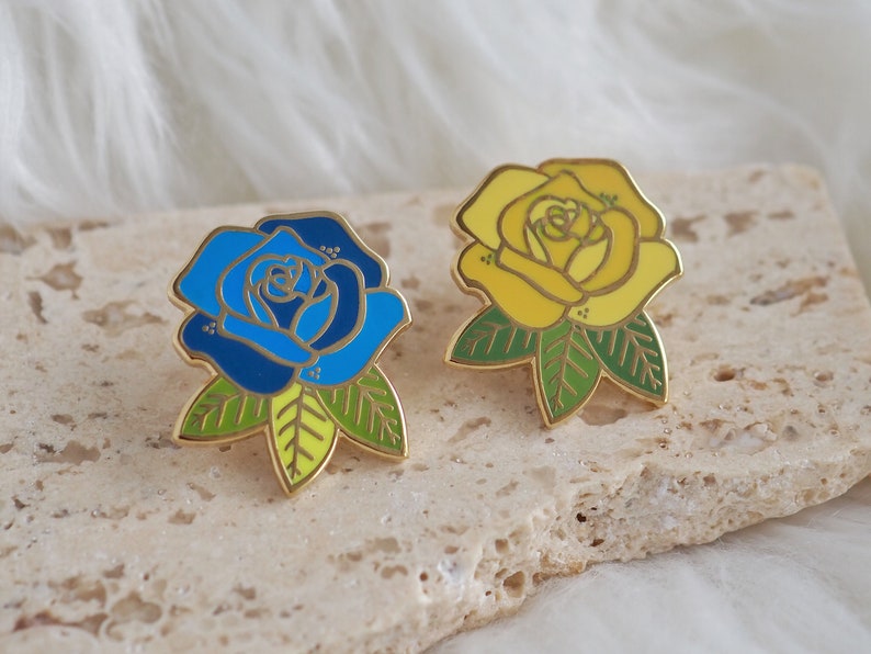 Lapel Pin Yellow Rose Enamel Pin Pinback Button image 4