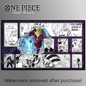 DESIGN NUMÉRIQUE Tapis de jeu manga Sanji bleu violet avec zones optcg en une seule pièce