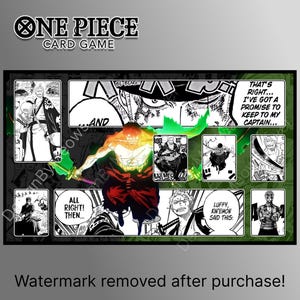 DIGITAL DESIGN Green Zoro manga playmat with zones optcg op one piece