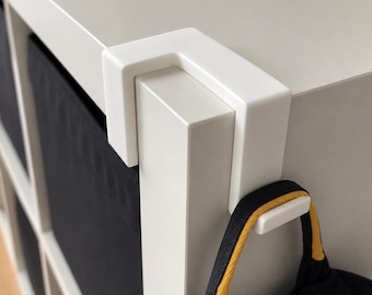 Gancio angolare compatibile con IKEA Expedit – Appendiabiti a clip per zaini, cuffie, borse – Stampato in 3D in PETG – Nessuna vite, nessuna foratura