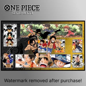 DESIGN NUMÉRIQUE Tapis de jeu Luffy Three Brothers Ace Sabo avec zones optcg en une seule pièce