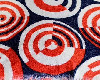 60s/70s Terry Cloth Mod Print Fabric, 4.88 Yards, Vintage Sewing Fabric, Towel Fabric, Psychedelic Mod Circle Print