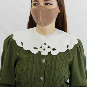 1950年代のヴィンテージ、取り外し可能な刺繍入りカラー。ドレス、セーター、カーディガン、RBGスタイルのカラーに最適なホワイトのスカラップエッジカラー。