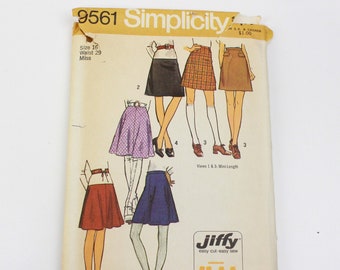 Vintage 1970s Womens Set of Skirts Sewing Pattern Simplicity 9561, Two Lengths, A-line and Flared Skirt, Cut, Complete, Size 16 Waist 29"