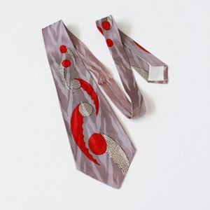 Van Heusen 1940s Peacock Tie Brown Crane Design 11cm Wide