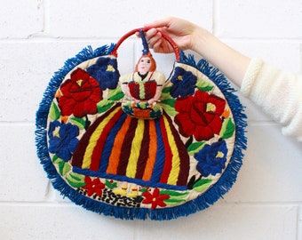 Vintage Folk Embroidered Bag in Blue