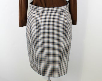 90s Brown Checked Skirt, Medium, 29 Waist, Vintage 1990s Mini Skirt, Aquascutum Minimalist Preppy Skirt