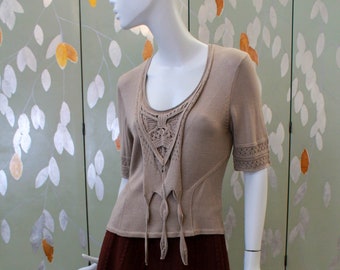 y2k Christian Lacroix Silk Knit Top, Short Sleeve, Medium