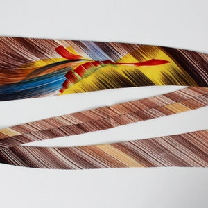 1940s Hand Painted Rayon Necktie, Wide Tongue, Primary Colours