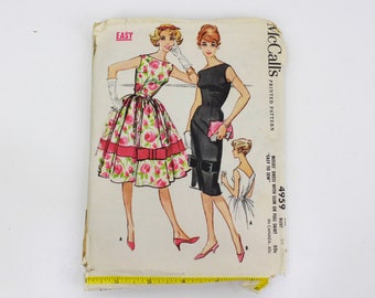 Jaren 1950 Party Dress Naaipatroon McCall 4959, jaren '50 Vintage Naaipatroon, Compleet, Bust 32 in.