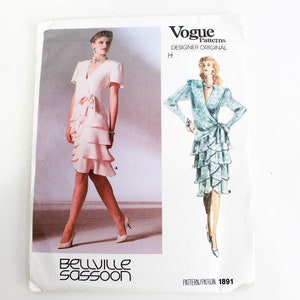 1980s Vogue Designer Sewing Pattern 1891 Bellville Sassoon, UNCUT/FF, Bust 36