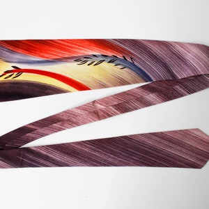 1940s Hand Painted Rayon Necktie, Wide Tongue, Brush Stroke Abstract Design Vintage Mid Century Tie
