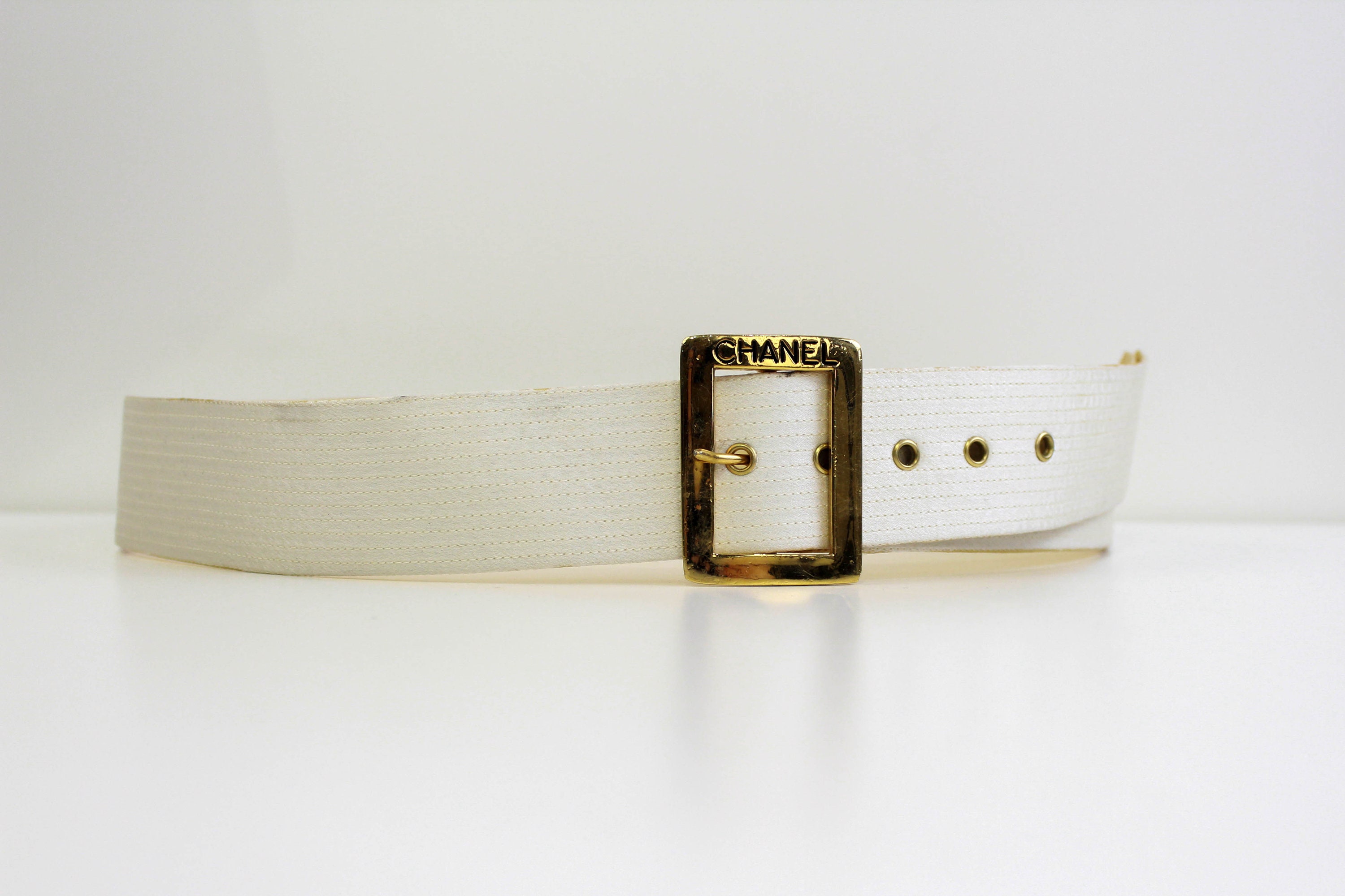 Vintage CHANEL CC Monogram Letters Webbing Belt Strap 