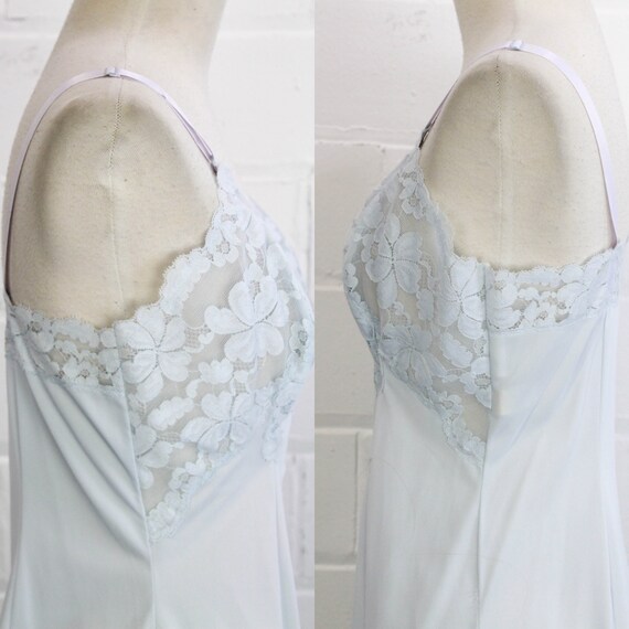 1960s Baby Blue Slip Dress, Bust 36", Lace Bust - image 5