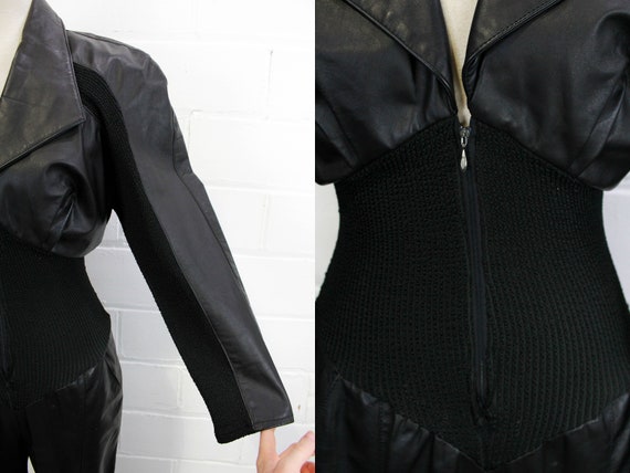 80s Black Leather Jumpsuit, XS, Climax by Karen O… - image 3