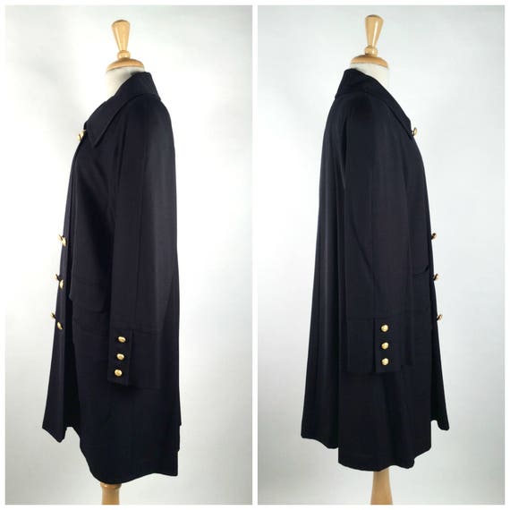 90s Karl Lagerfeld Coat, Womens Black Double Brea… - image 4