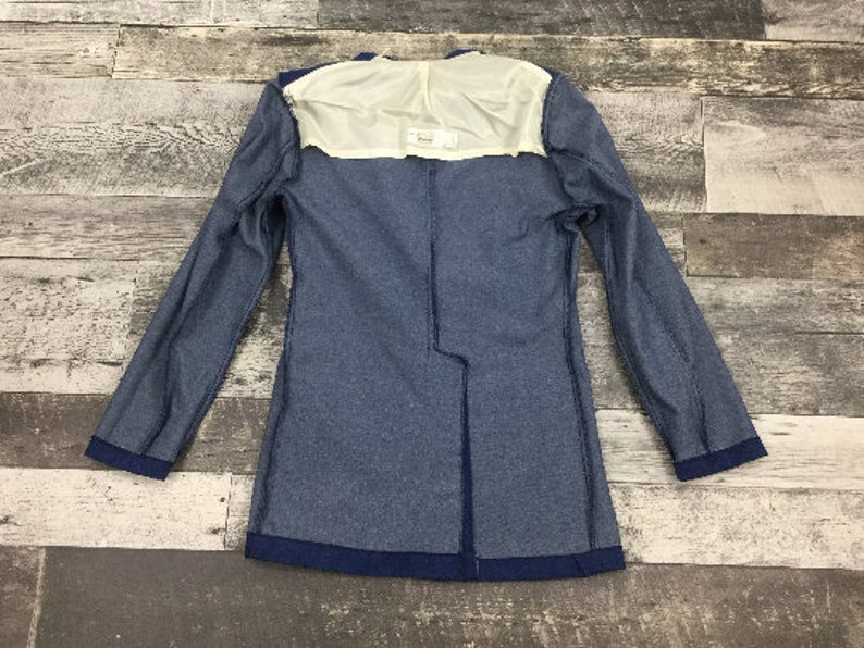 C 38 Cotton Poly Blend Vintage 70/'s JC Penney Blue Denim Western Style Sport Jacket with Top Stitched Patch Pockets and Wide Lapels