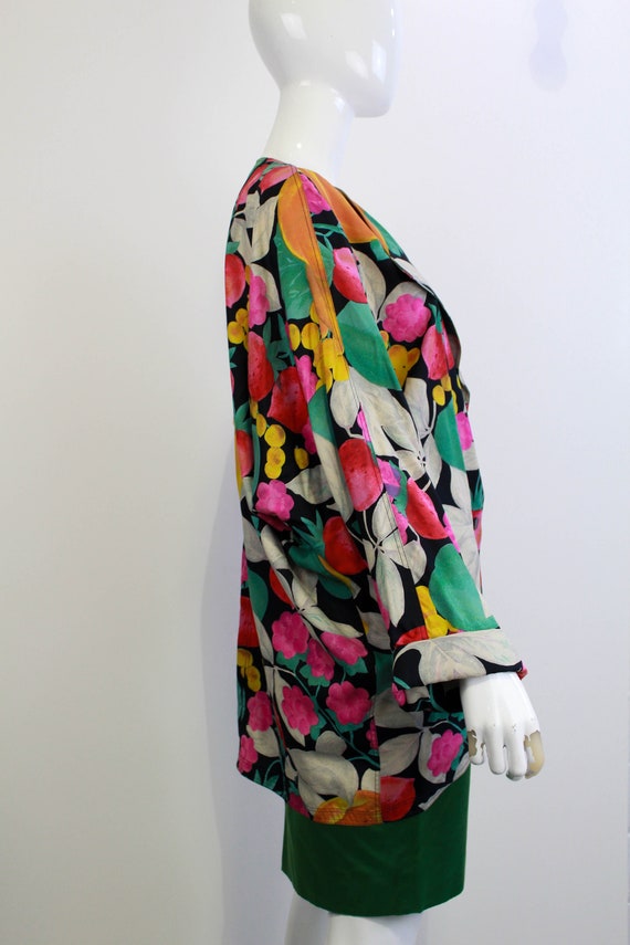 80s Silk Ungaro Fruit Print Blazer, Large, Made i… - image 4