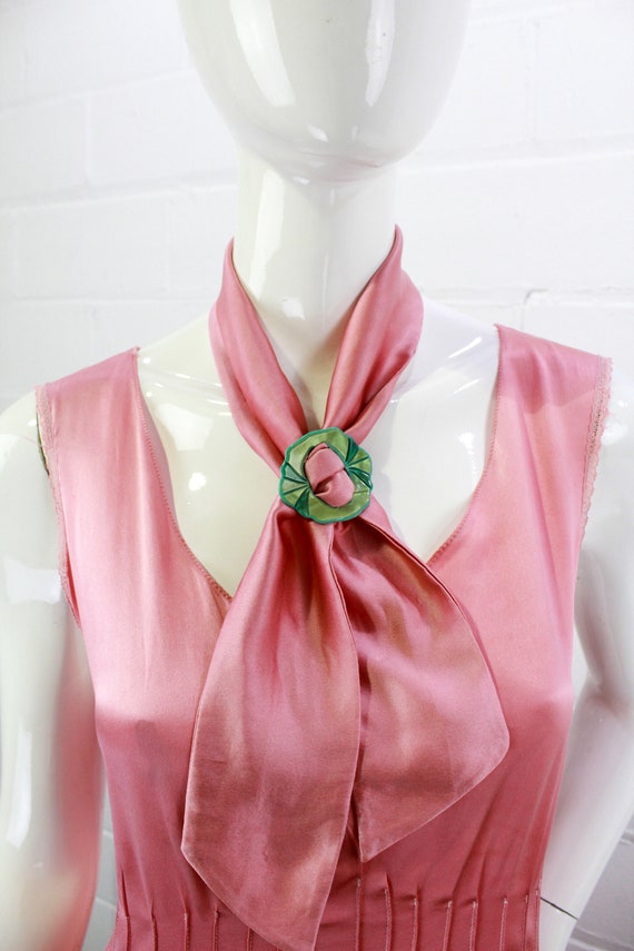 1930s Rose Pink Charmeuse Satin Dress with Matchi… - image 3