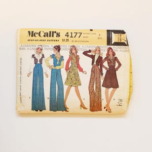May include: A vintage McCall's 4177 sewing pattern with illustrations of five outfits. The pattern includes a jacket, skirt, and trousers. The cover is aged and shows the price of $1.25.