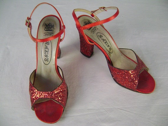 red glitter slip on shoes