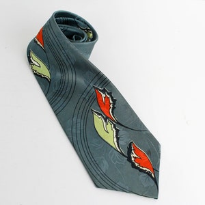 1940s Wide Necktie, Brandels Leaf Tie, Vintage 1940s Men's Bold Look Necktie, Jacquard Print