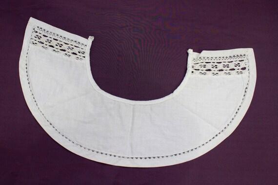 Vintage 1950s Detachable Collar, White Cotton wit… - image 6