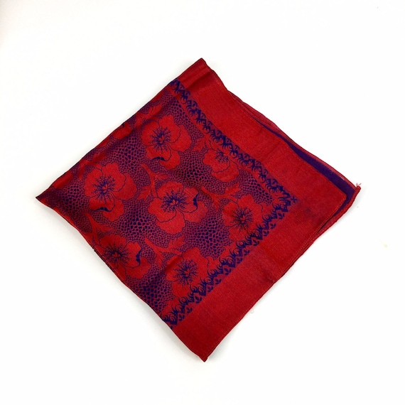 Vintage Indian Pink gold blue and black abstract 60s silk scarf or mens pocket square