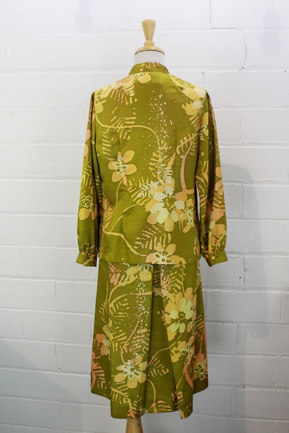 Vintage 1980s Silk Floral Print Skirt Suit, Manda… - image 7