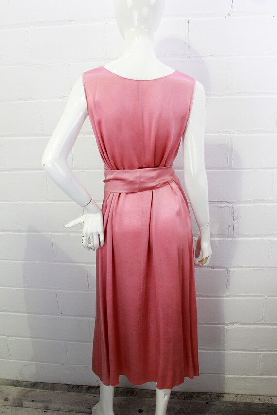 1930s Rose Pink Charmeuse Satin Dress with Matchi… - image 8