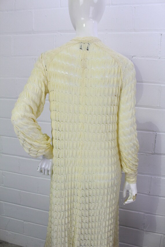 80s Rare Jean Muir Cream Knit Crochet Maxi Dress,… - image 9