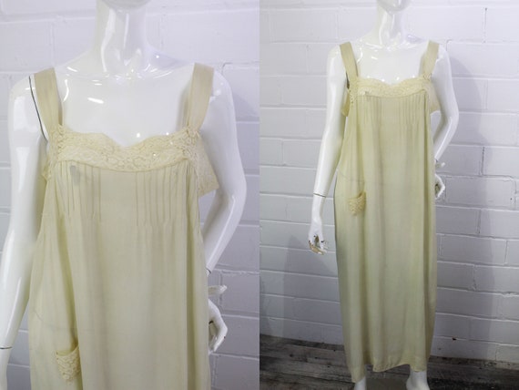 1930s Antique Silk Dressing Gown/Slip Dress, 30s L