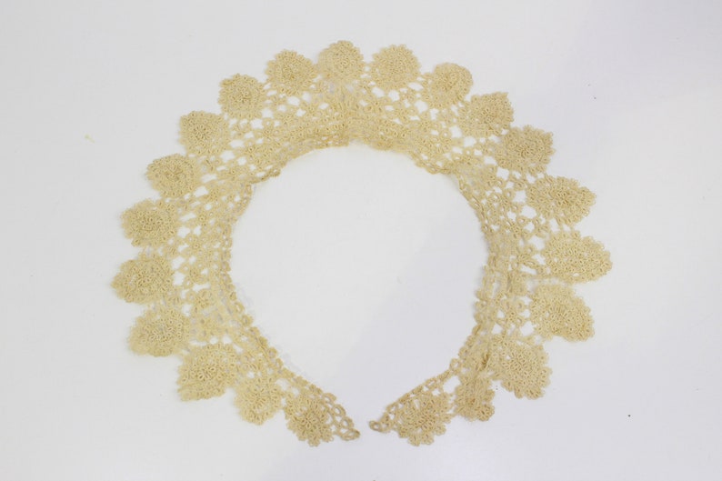 Antique Lace Collar, Detached Collar for Dresses, Blouses, Early 19th Century Crochet Lace Collar image 1