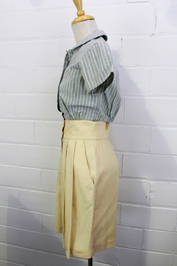 Vintage 1980s Cream Linen Bermuda Dress Shorts, M… - image 7