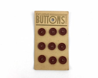 Vintage 20's 12mm Buttons,  Set of 9 Brown Early Plastic 1/2" Two Hole Pinwheel Buttons, Exclusive Buttons, NOS Original Card