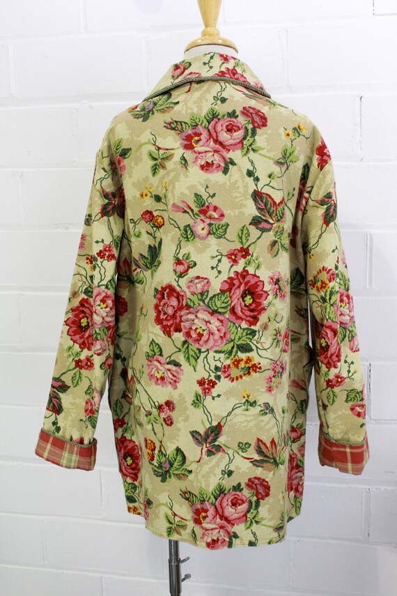 Vintage Floral Jacket, Upcycled Floral Print Canv… - image 6