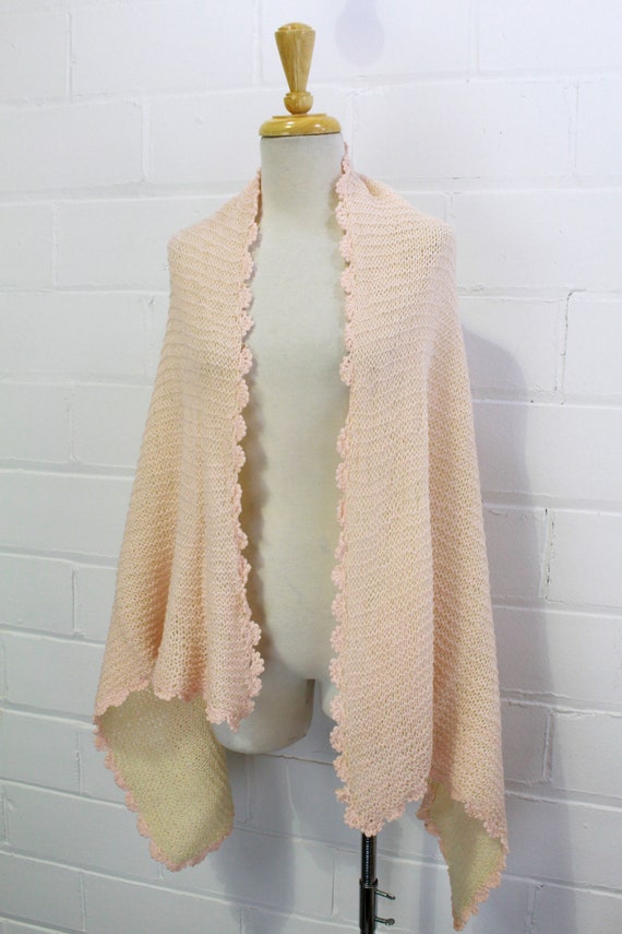 Vintage 20s Pink Wool Baby Blanket, Scarf/Cape, W… - image 2