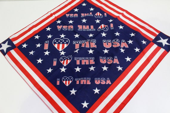 Vintage USA Bandana, I Love the USA Cotton Bandan… - image 3