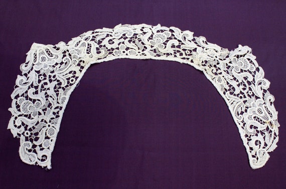 Antique Edwardian Floral Lace Detachable Collar, … - image 5