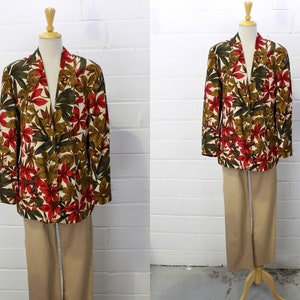Vintage 90s/y2k Tropical Floral Print Blazer, Jones New York, M/L, Rayon Floral Blazer Jacket