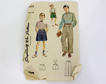 1940s Boys' Trousers Sewing Pattern Simplicity 2653, Long and Short Lengths, Vintage 40s Sewing Pattern, Waist 24