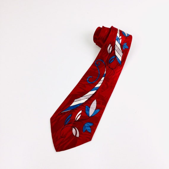 Vintage 1940s Red, Blue And White Novelty Print Ra