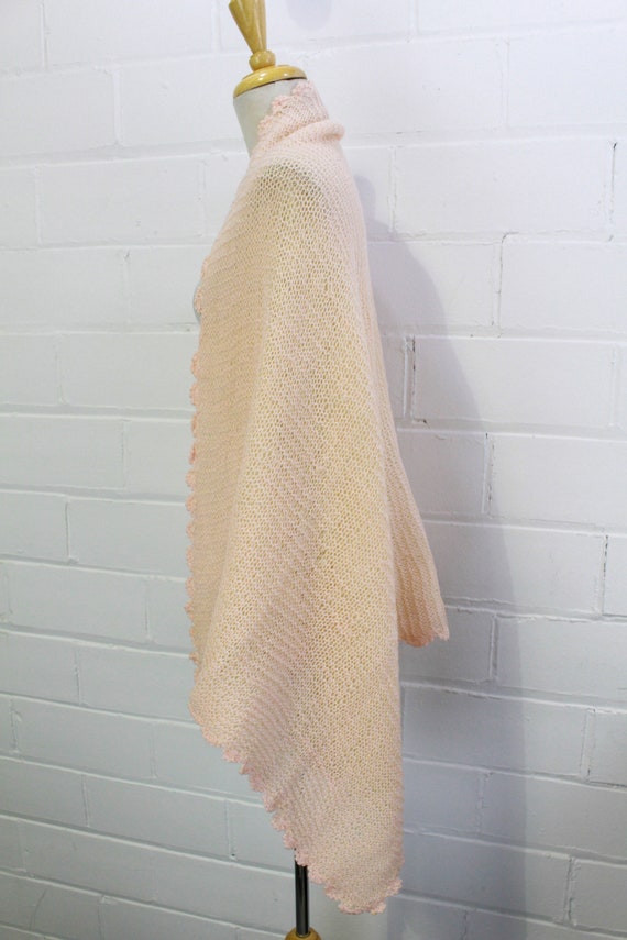 Vintage 20s Pink Wool Baby Blanket, Scarf/Cape, W… - image 4