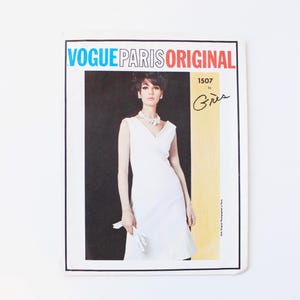 Robe trapèze une pièce des années 1960, modèle de couture original 1507 de Vogue Paris, Grès, non coupé, taille 14