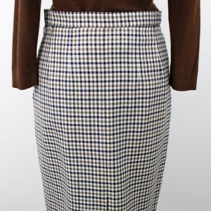 90s Brown Checked Skirt, Medium, 29 Waist, Vintage 1990s Mini Skirt, Aquascutum Minimalist Preppy Skirt image 6